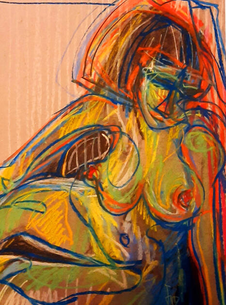 Ivo, naar Picasso, pastel, 29x38cm, zwarte kader glas 41x51cm