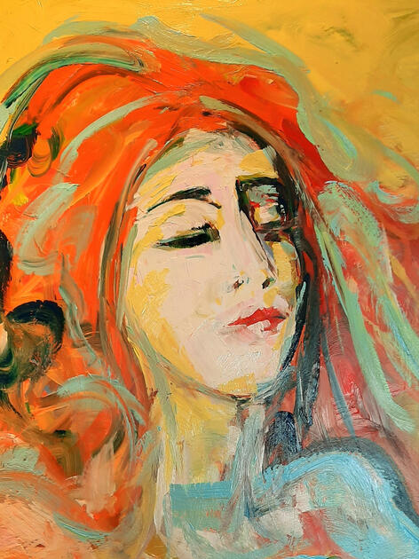 Ivo, Art Deco woman, acryl op foam board, 44x50cm